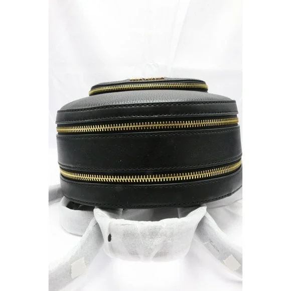 Michael Kors Jaycee Medium Zip Pocket Backpack Leather Black Gold $498